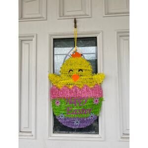 Happy Easter Chick Door Hanger, Colorful Easter Chick Decor, Spring Easter Sign